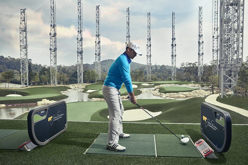 Naperville Golfer on synthetic grass tee box