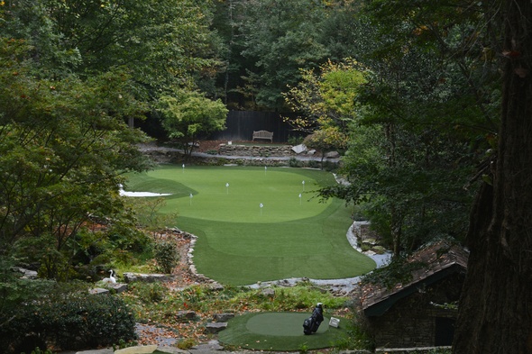 Naperville Synthetic Putting Green amidst trees